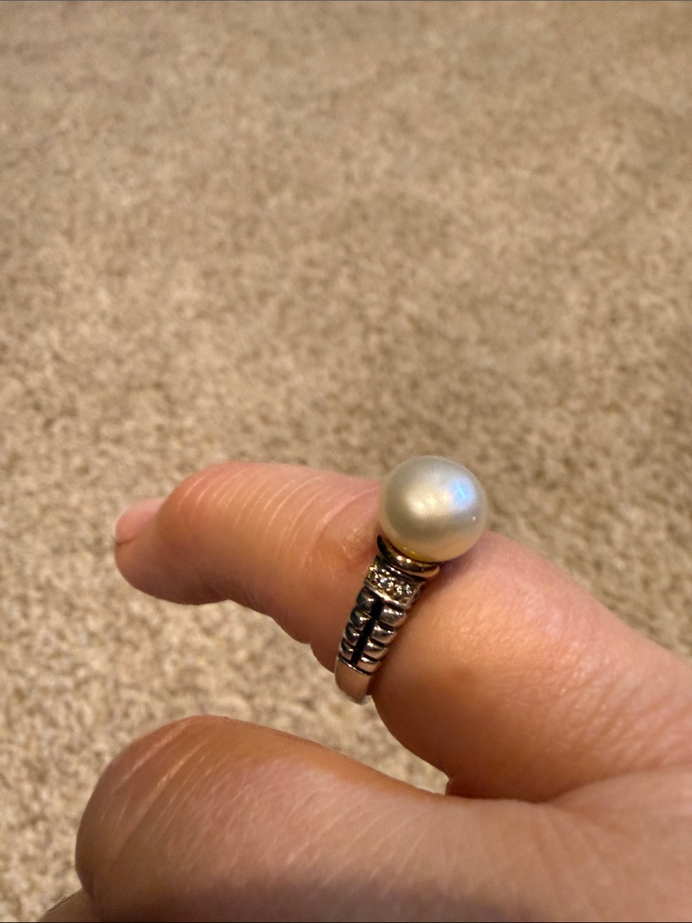 Judith Ripka Sterling Silver Pearl Ring with Accent Stones - White Pearl